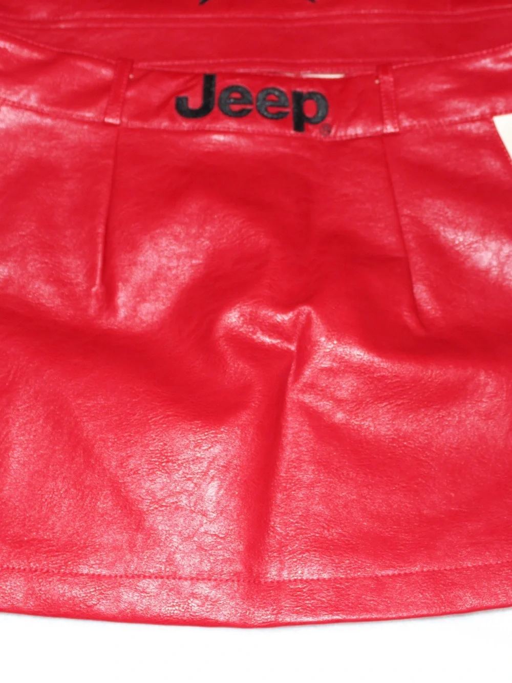 Jeep Red and White Star Leather Jacket and Skirt Set
